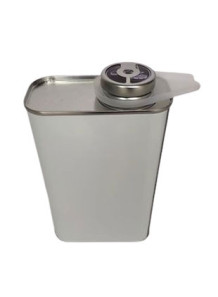  White Coated Metal Can Square Shape With Finger Pressed Lid (500ml)