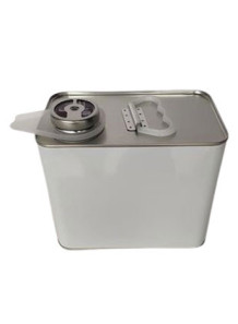  White Coated Metal Can square shape With Finger Pressed Lid (2L)