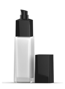  Blue-black glass bottle, square shape, black pump cap, 110ml