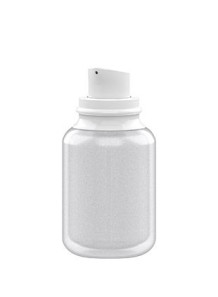  Round opaque white glass bottle, white pump cap, 50ml