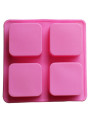  Mold: 4-cavity silicone soap mold, square shape.