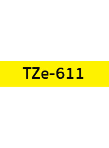  TZe-611 (6mm. x 8m. yellow background, black letters)