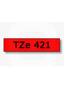  TZe-421 (9mm. x 8m. red background, black letters)