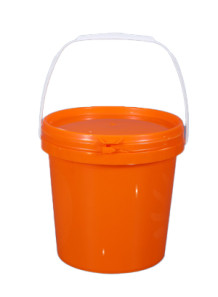  Orange 3L Plastic (PP) Round Barrel with Lid and Handle