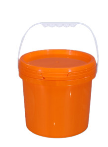  Plastic (PP) Round Barrel 5L Orange Lid and Handle