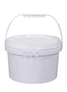  Short White 5L Plastic (PP) Round Barrel with Lid and Handle