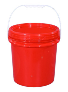  Plastic (PP) Round Barrel 10L Red Lid and Handle