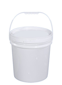  White 16L Plastic (PP) Round Barrel with Lid and Handle