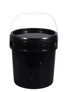  Black 16L Plastic (PP) Round Barrel with Lid and Handle