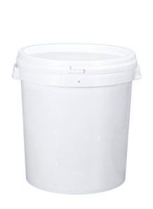  White 35L Plastic (PP) Round Barrel with Built-in Handle