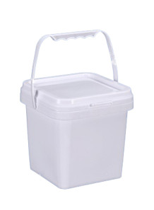  White 2L Plastic (PP) Square Barrel with Lid and Handle