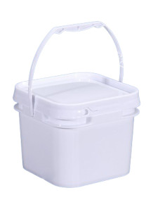  Plastic (PP) Square Barrel 2.5L White Lid and Handle