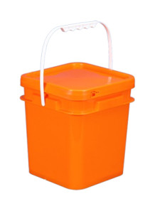  Orange 4L Plastic (PP) Square Barrel with Lid and Handle