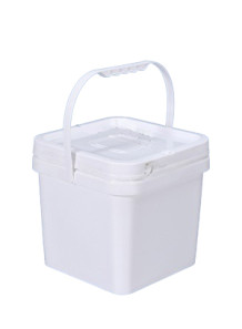  White 5L Plastic (PP) Square Barrel with Lid and Handle