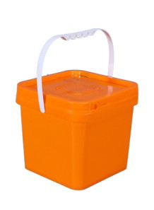  Plastic (PP) Square Barrel 5L Orange Lid and Handle