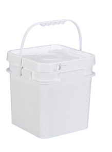  Plastic (PP) Square Barrel 10L White Lid and Handle