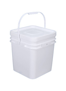  White 25L Plastic (PP) Square Barrel with Lid and Handle