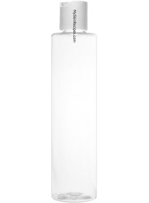  Clear plastic bottle, flip cap, white, 200ml, tall
