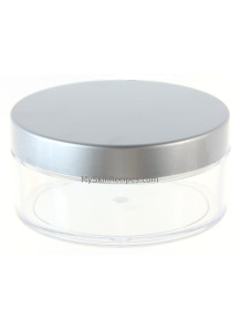  Clear powder compact, silver cap, with puff
