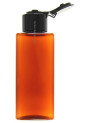  Tea colored bottle, tall square shape, black flip cap, 120ml